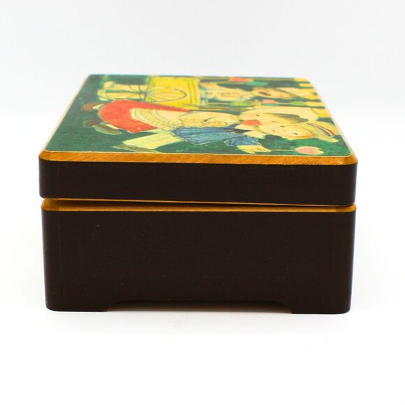 Vintage Wood Reuge Music Box Dutch Kids Art by Juan Ferrandiz Decoupage Style - Picture 7 of 8
